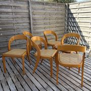 Set of 6 caned chairs by Baumann, gondola model.