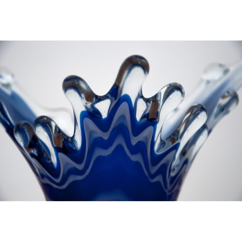 Water Shaped Decorative Bowl, Art Glass, Italy, 1970