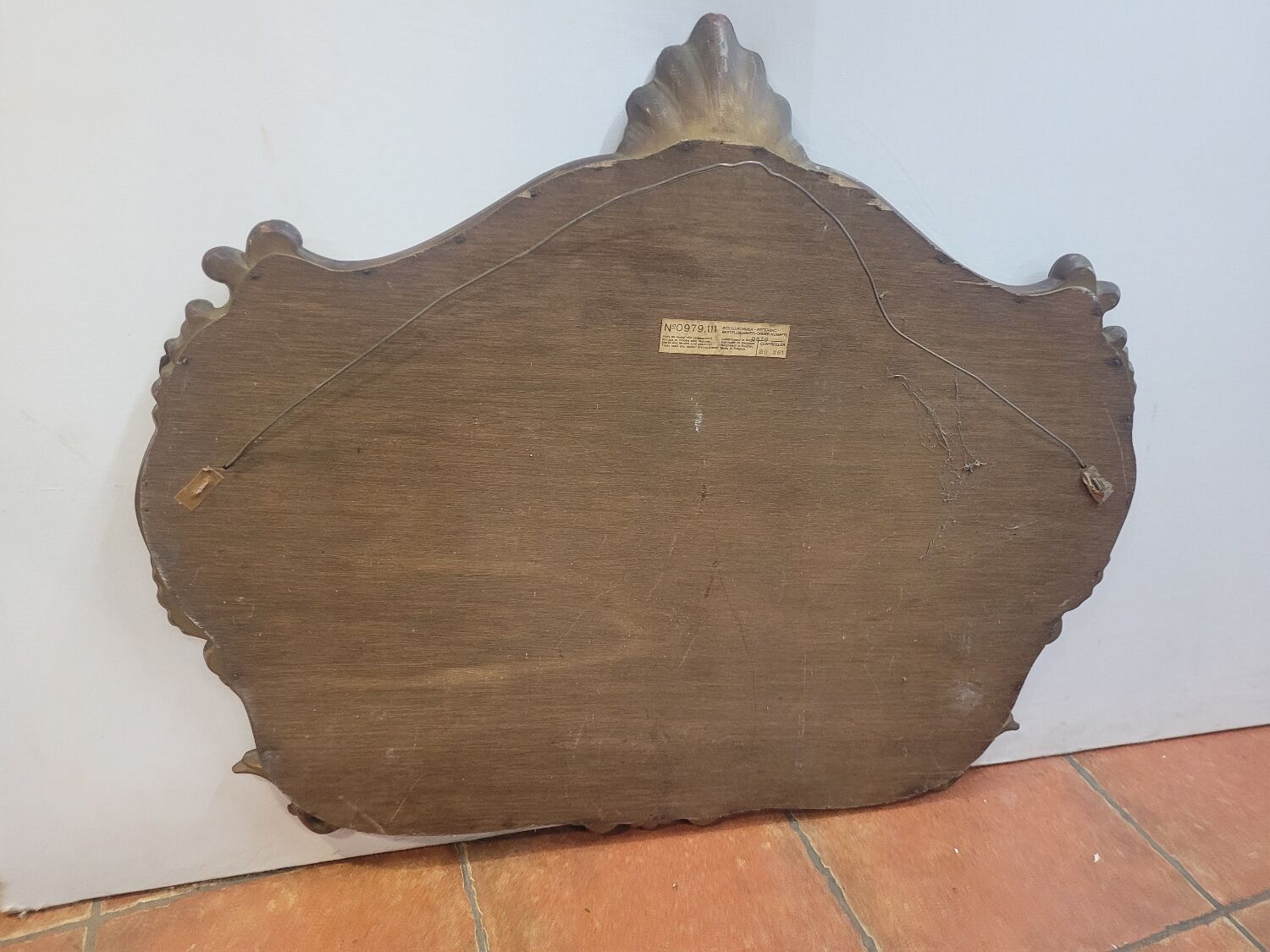Miroir style Louis XV en chêne patiné doré 79×70cm