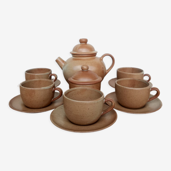 Coffee service tea chocolate stoneware village CNP France vintage