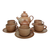 Vintage CNP France village stoneware chocolate tea coffee set
