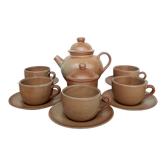 Vintage CNP France village stoneware chocolate tea coffee set