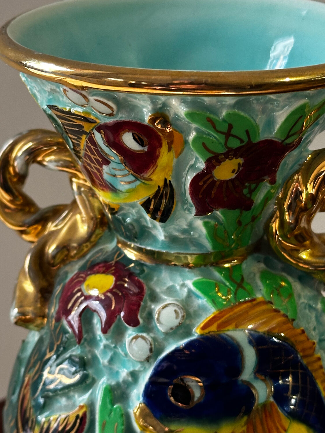 Cerdazur Monaco vase in ceramic with fish decoration