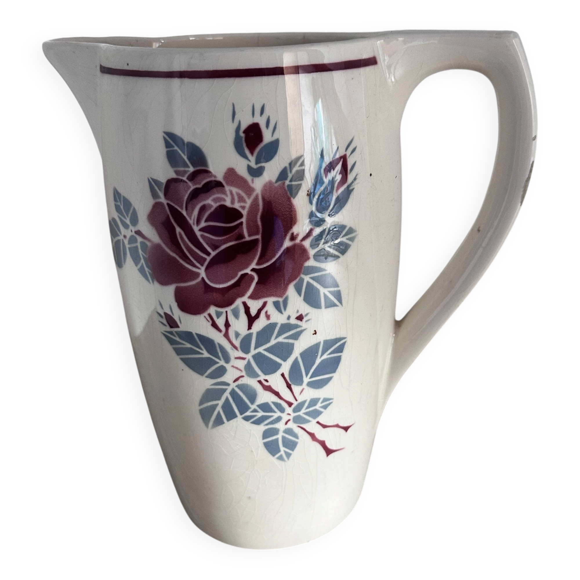 Jug / pitcher in antique faience from the Badonviller factory model "Le