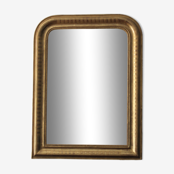 Miroir Louis Philippe doré à la feuille d'or et glace d'origine datée de 1879