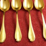 Service 11 spoons mocha gold metal Christofle Alfénide model Pompadour
