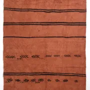 5x8 Terracotta & Black Vintage Kilim Rug, Handwoven Bohemian Bedroom Carpet