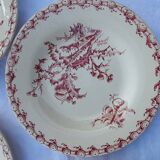 7 assiettes creuses  Gien modèle Chardons rouge diam 23,5 cm fin XIX ème