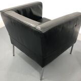 Fauteuils cuir noir années 1980