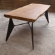 Raw wood and steel coffee table