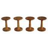 Set of 4 stools / bases in pine by Rainer Daumiller, Danish, mid-20th century, 1970.