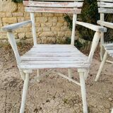 Ensemble d'assises  de jardin 4 fauteuils et 1 chaise - en bois
