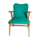 Fauteuil vintage bois et skaï vert