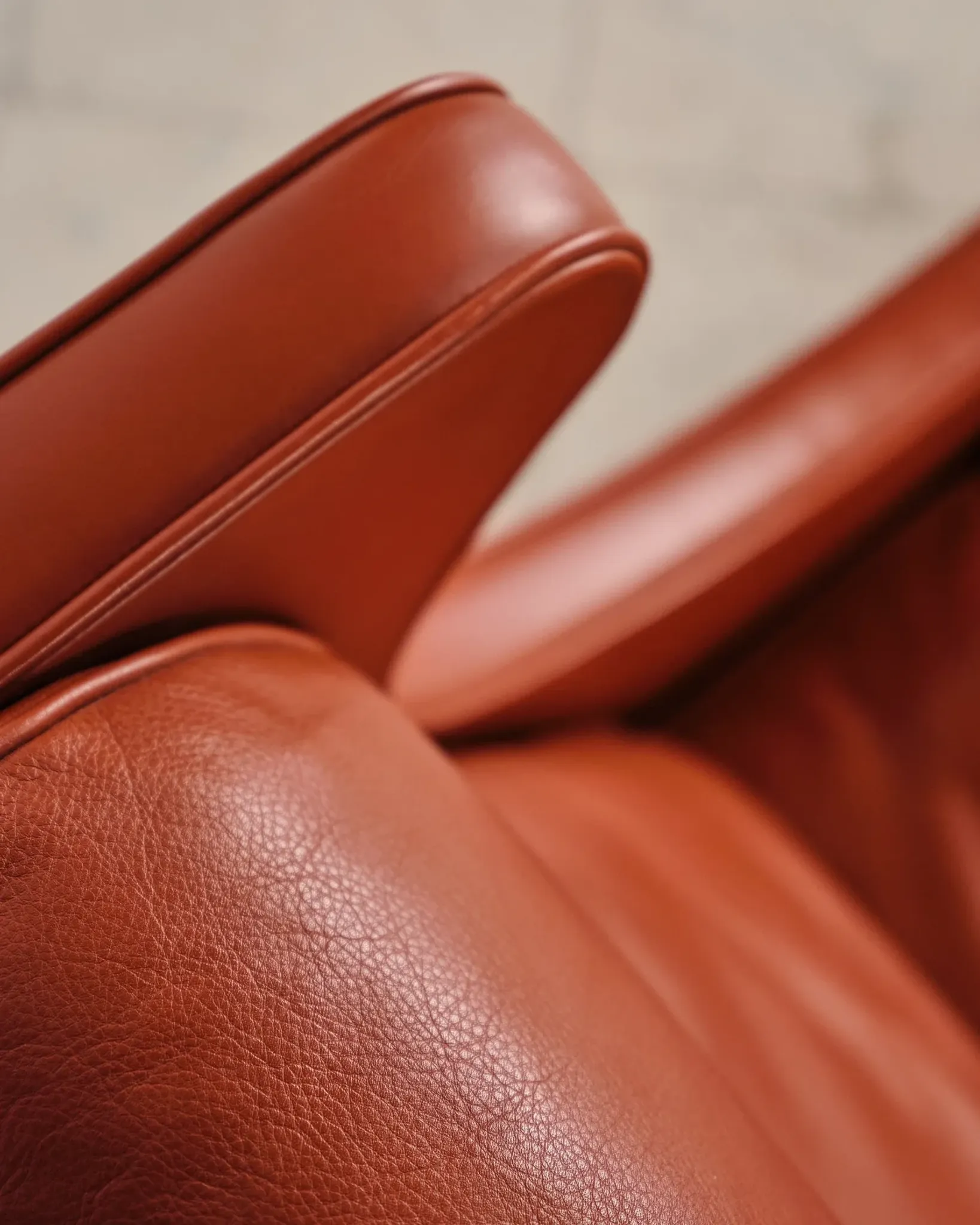 Armchair 2204 and leather pouf by Børge Mogensen, Denmark, 1960s.