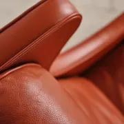 Armchair 2204 and leather pouf by Børge Mogensen, Denmark, 1960s.