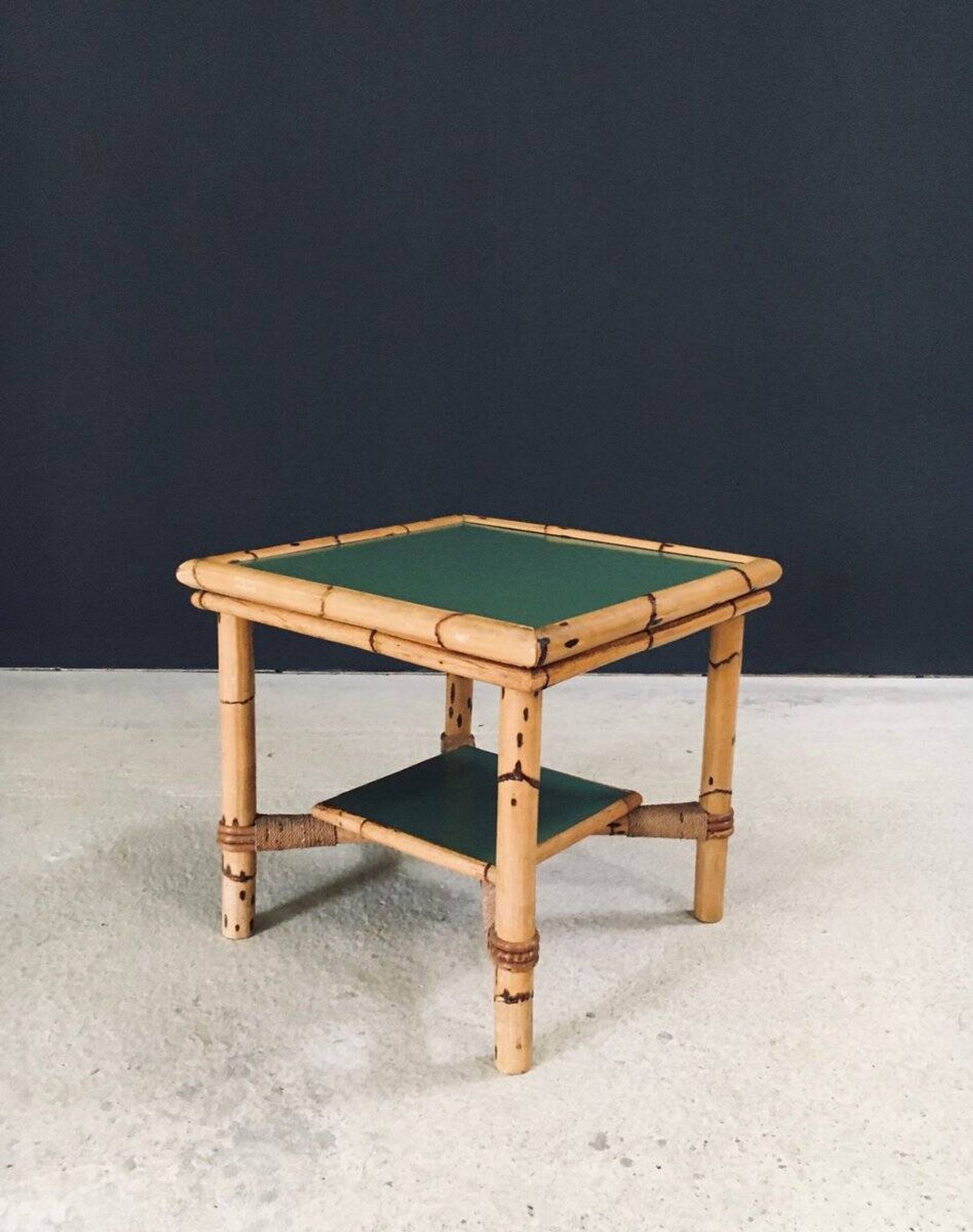 Mediterranean Bamboo Side Table in the style of Audoux Minet, France, 1950s