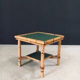 Mediterranean Bamboo Side Table in the style of Audoux Minet, France, 1950s