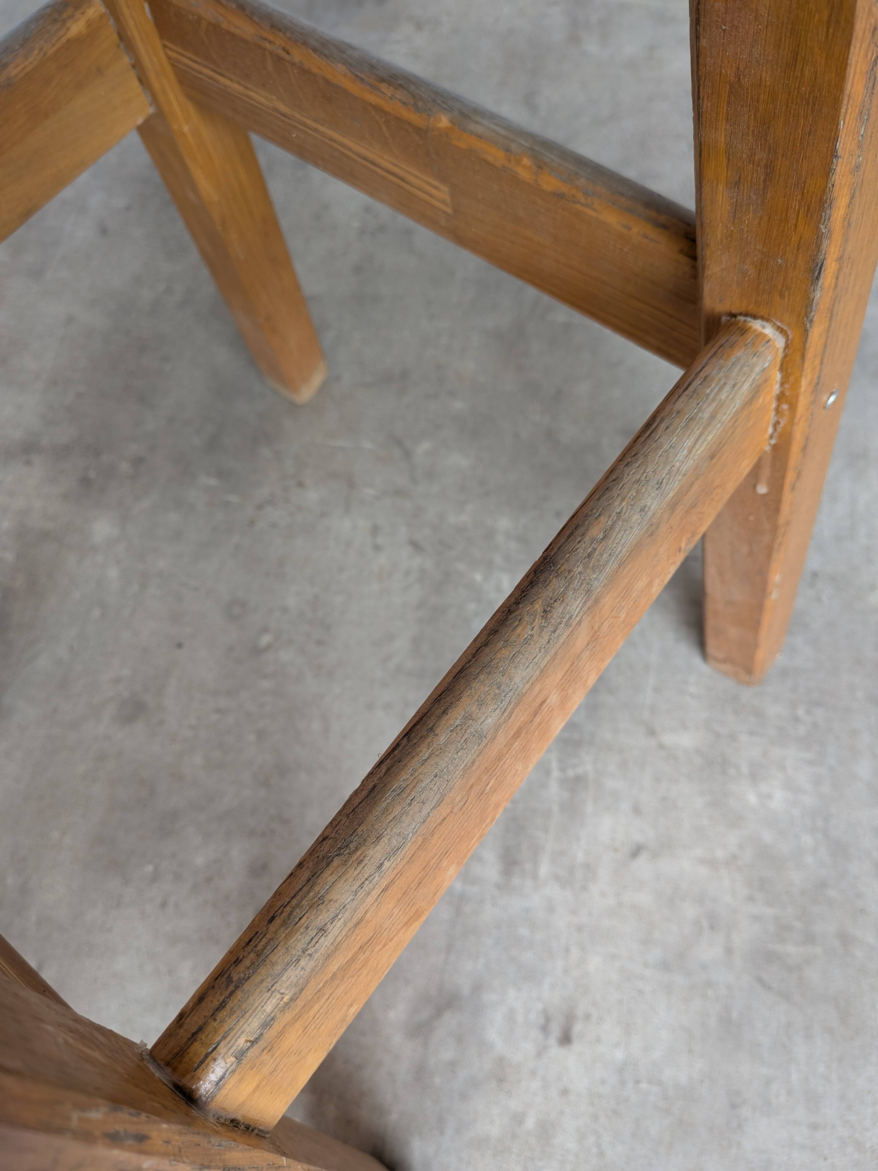 Vintage Oak Bar Stool: 1980s Yugoslavian Industrial High Chair