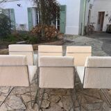6 Paco Capdell chairs in metal and boucle fabric.