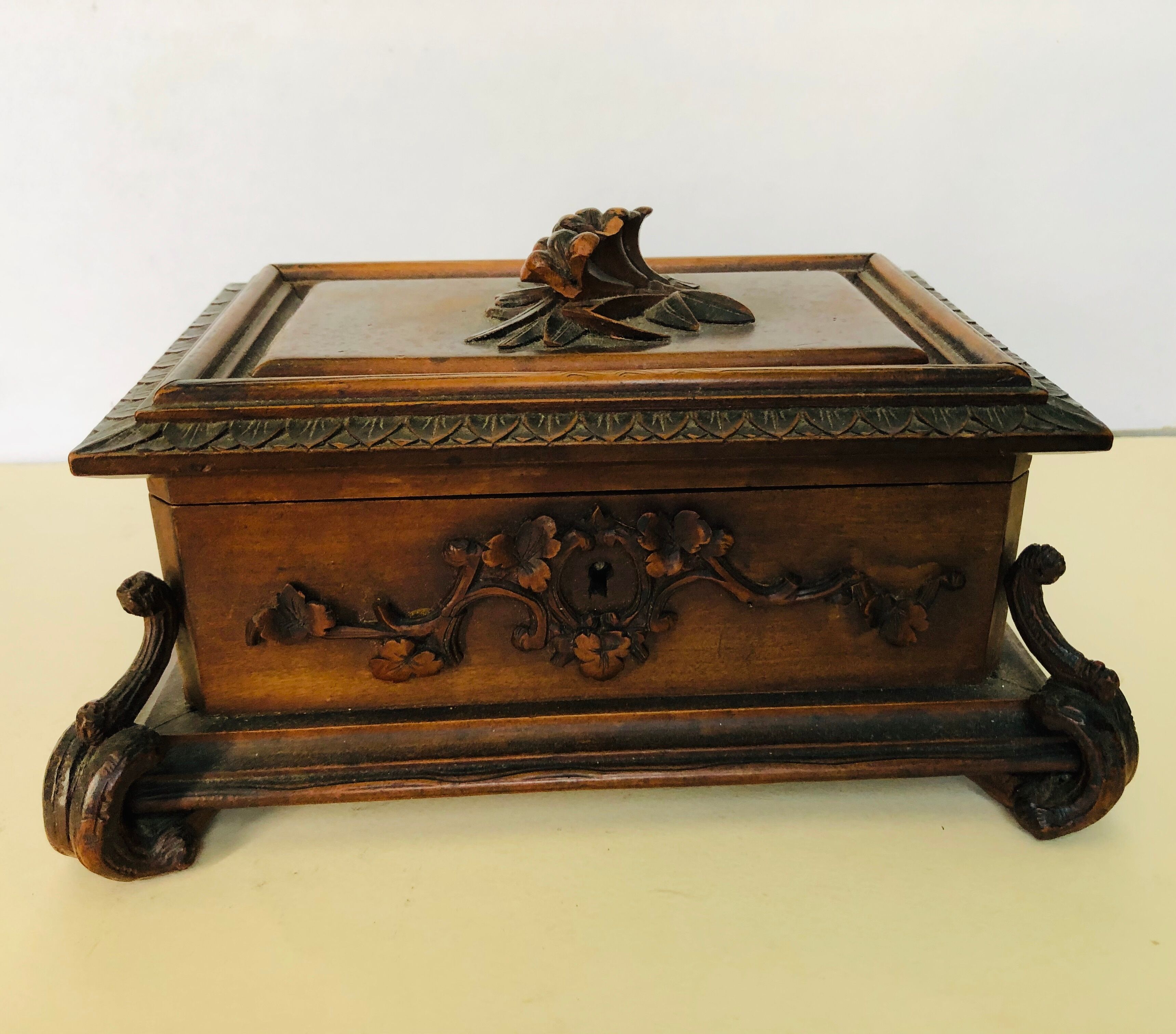 Ancient carved wooden box