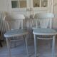 Set of 4 vintage bistro chairs from the 1970s, pearl grey patina.