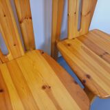 Set of 4 vintage pine chairs from the 70s and 80s