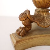 Empire period torch candle holder in bronze tripod base with lion's claws