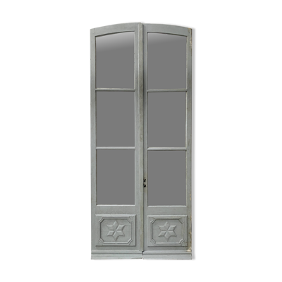 Double portes de passage en bois patiné XIX siècle