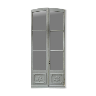 Double passage doors in patinated wood, 19th century