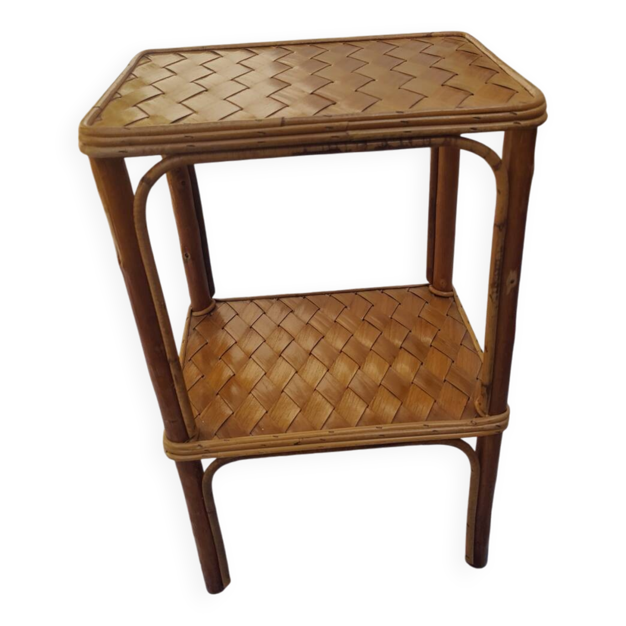 Vintage woven rattan serving trolley