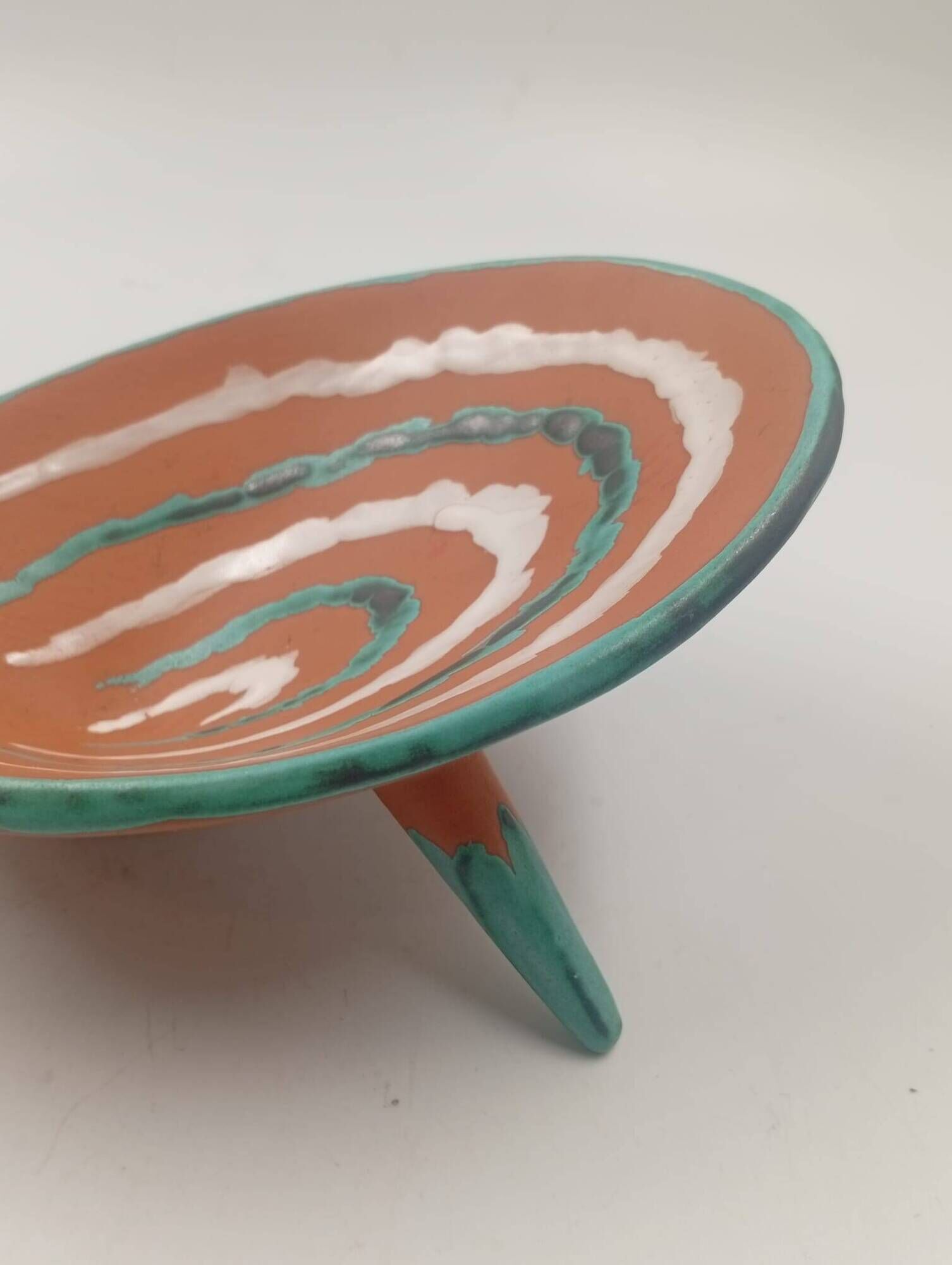 Vintage Ceramic Tripod Bowl Gabriel Fourmaintraux Desvres France 50