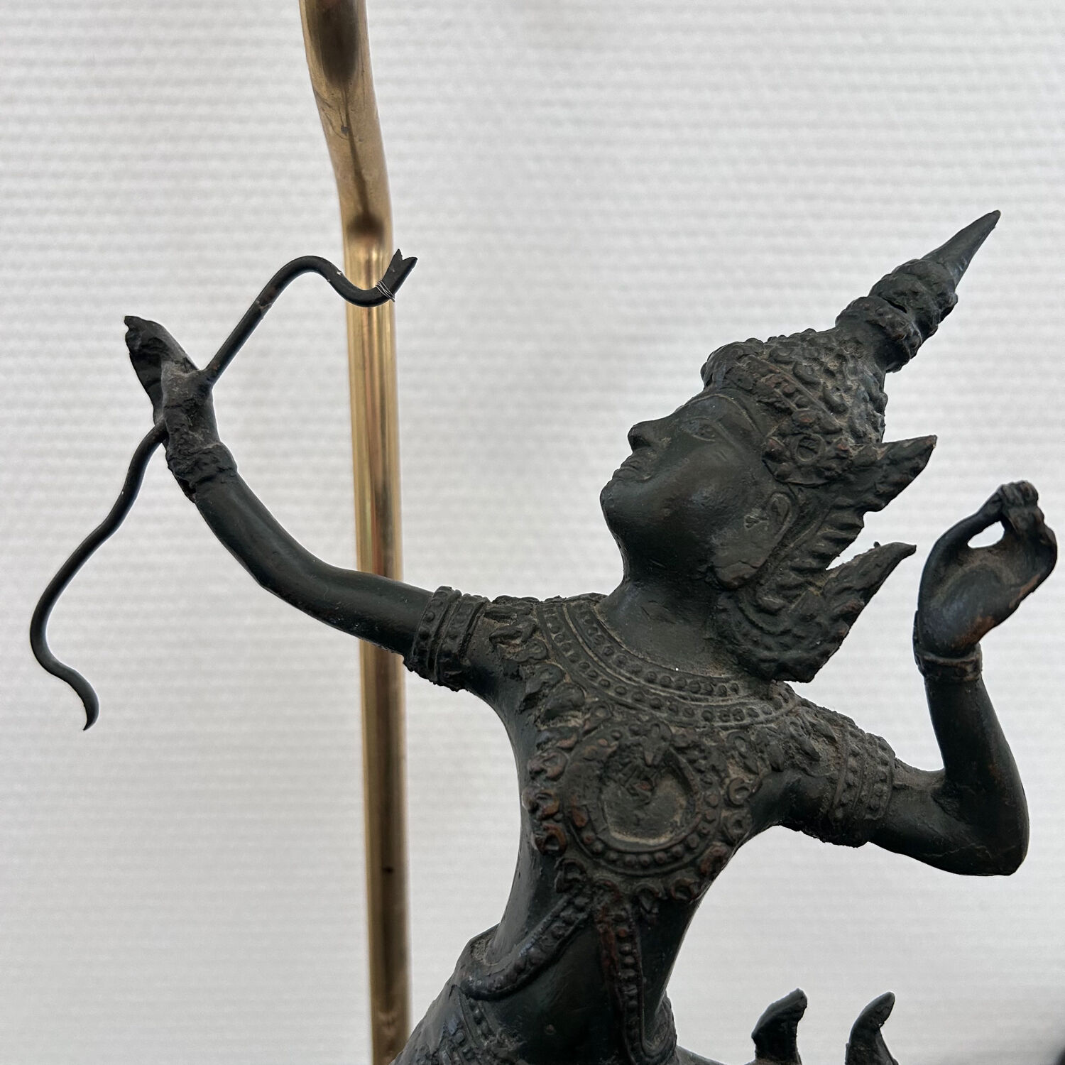 Thai warrior lamp base in bronze