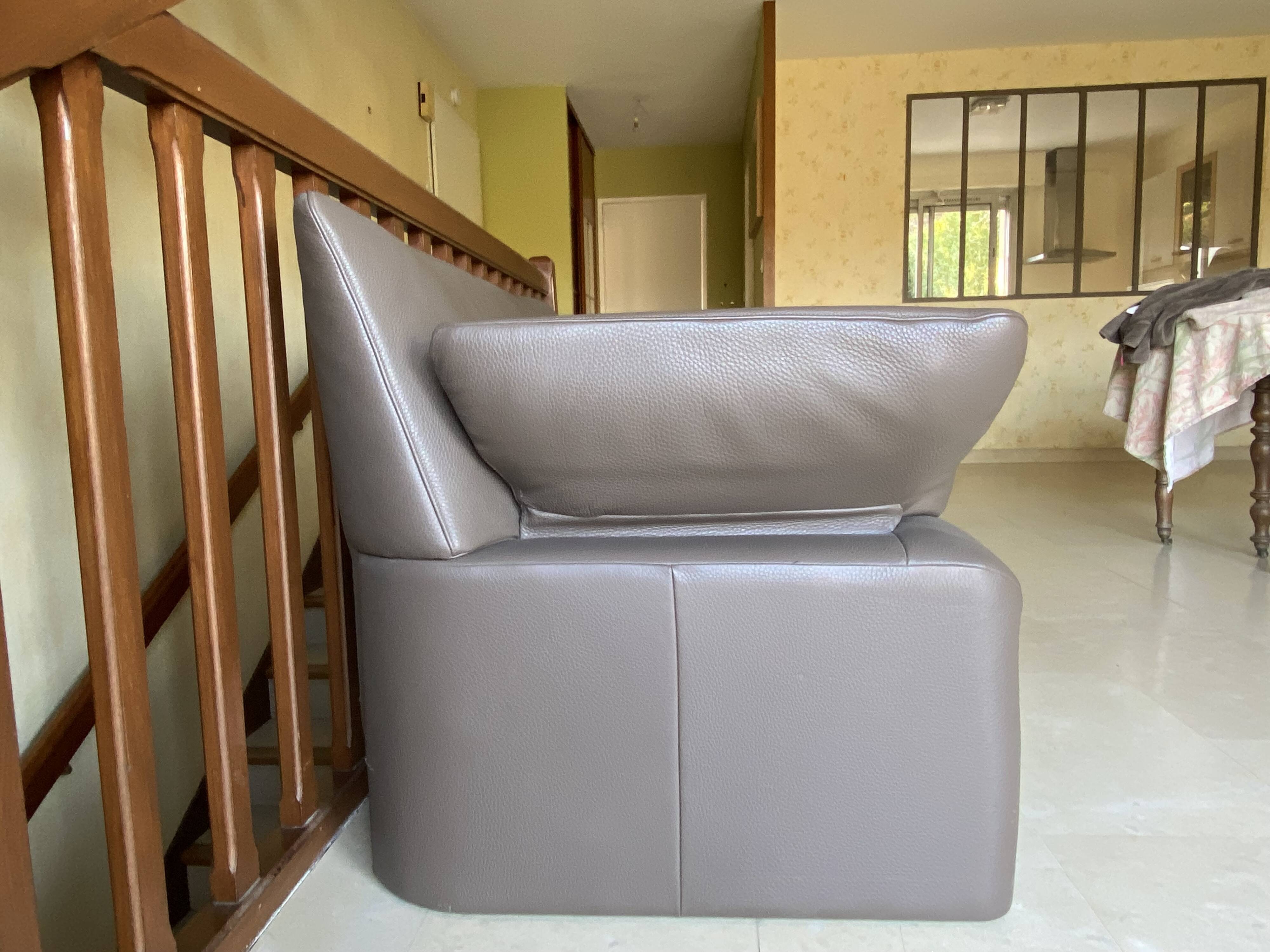 JP Audebert linear model 3-seater sofa in mocha leather