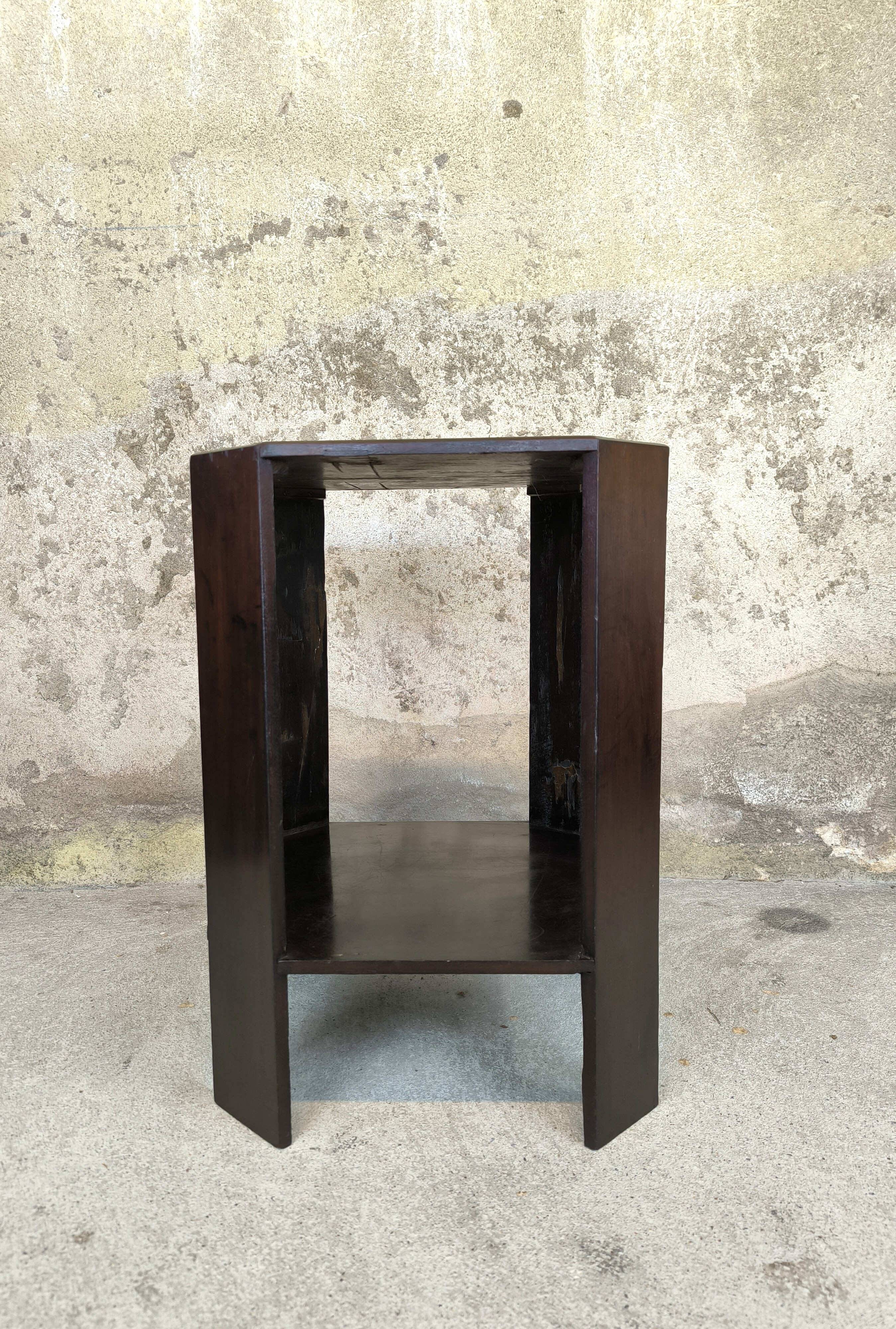 Vintage wooden pedestal table in art deco style