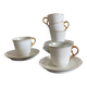 5 antique porcelain espresso cups in aqua green and gold trim
