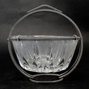 Art Deco sugar bowl, glass, silver-plated brass, Poland, 1920s