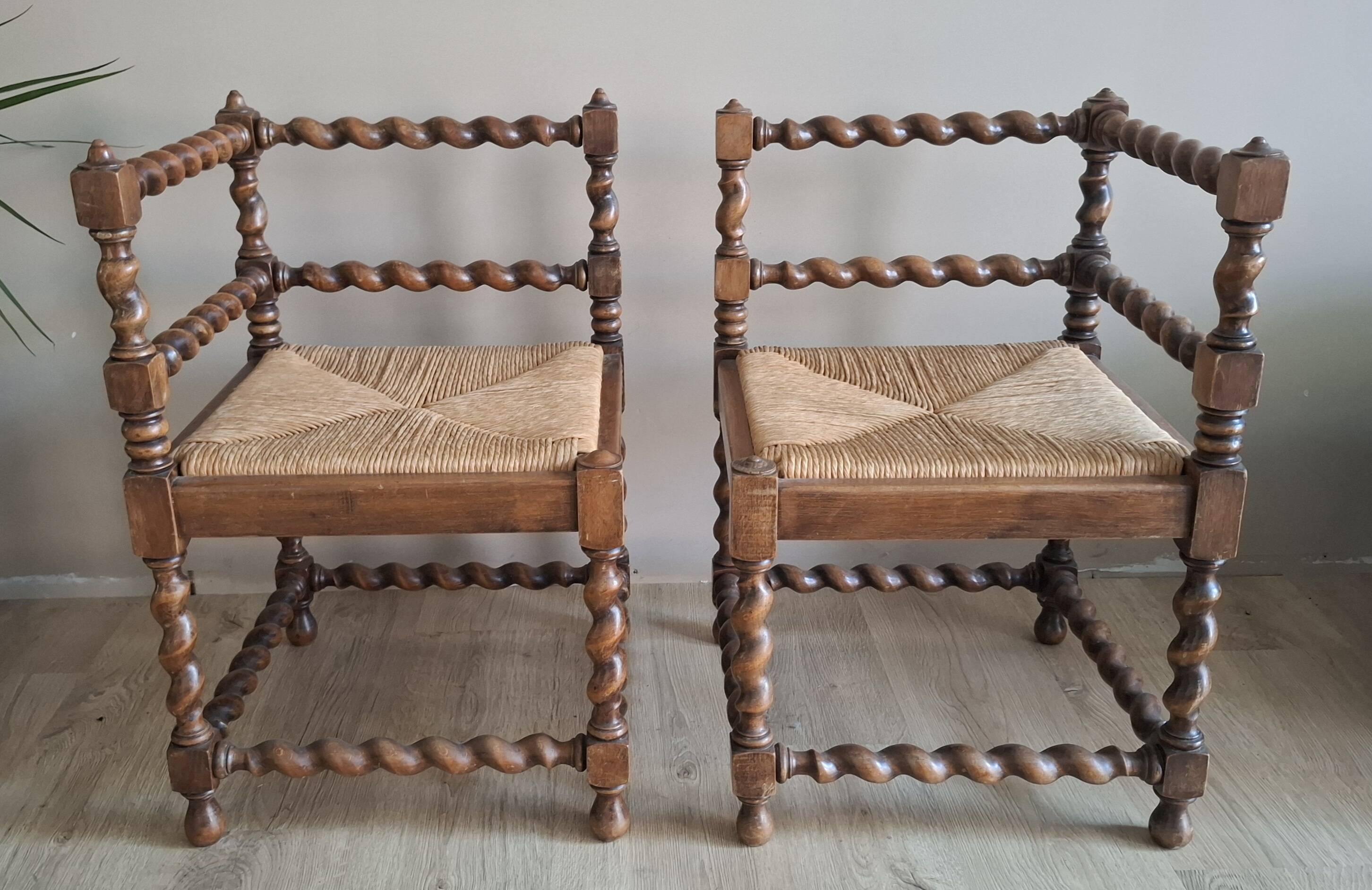 Pair of corner chairs with fireside