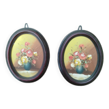 Paire de tableaux fleurs