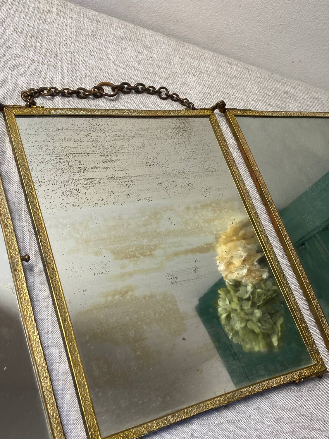 Vintage barber triptych mirror