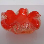Red & Silver Murano Glass Ashtray by Barovier & Toso, Italy, 1960s