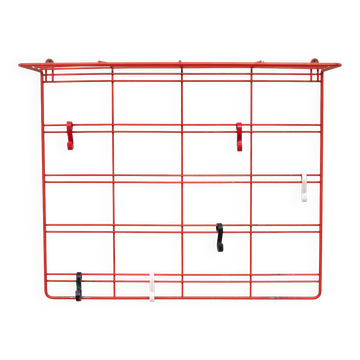 Porte-manteau en fil métallique rouge suspendu des années 1960, Hollande