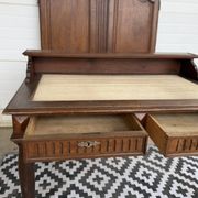 Antique Henri II style desk in solid wood - 2 drawers - 120cm