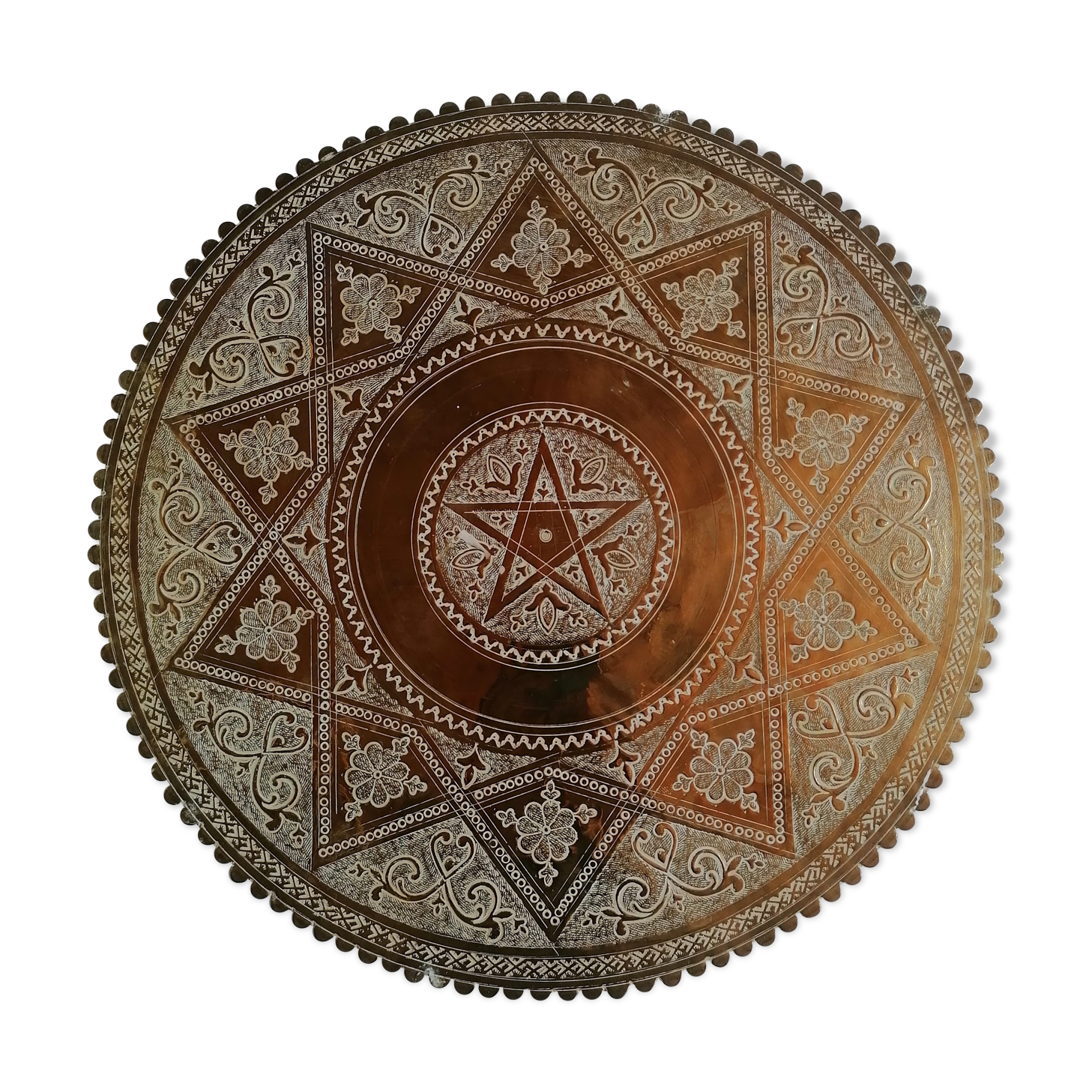 Moroccan solid brass tray