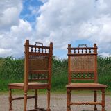 Antique set 6 - cane chair oak