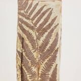 Brutalist stoneware vase with a floral decoration. 1970s.