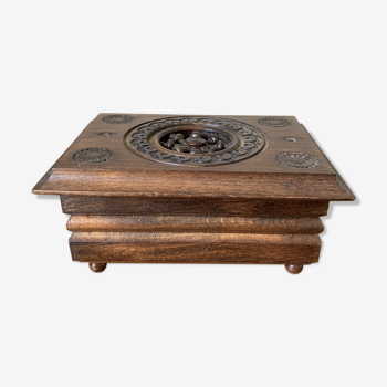 Carved wooden box