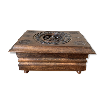 Carved wooden box