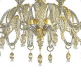 Contemporary Venetian Gold Murano Style Glass Chandelier With Leaves