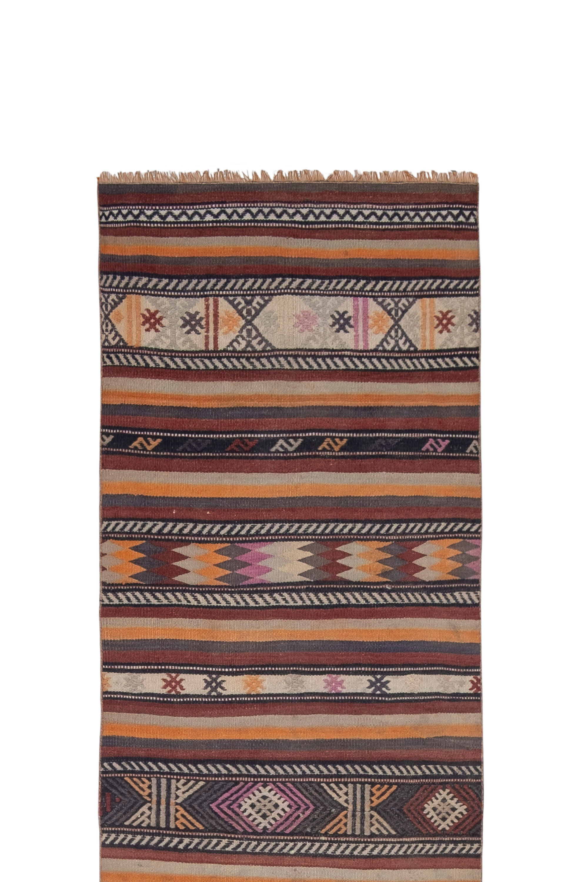 Turkish kilim runner with modern design, boho nomadic stair runner 80 x 512 cm