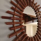 Sun mirror in bamboo and rattan, 70x55 cm